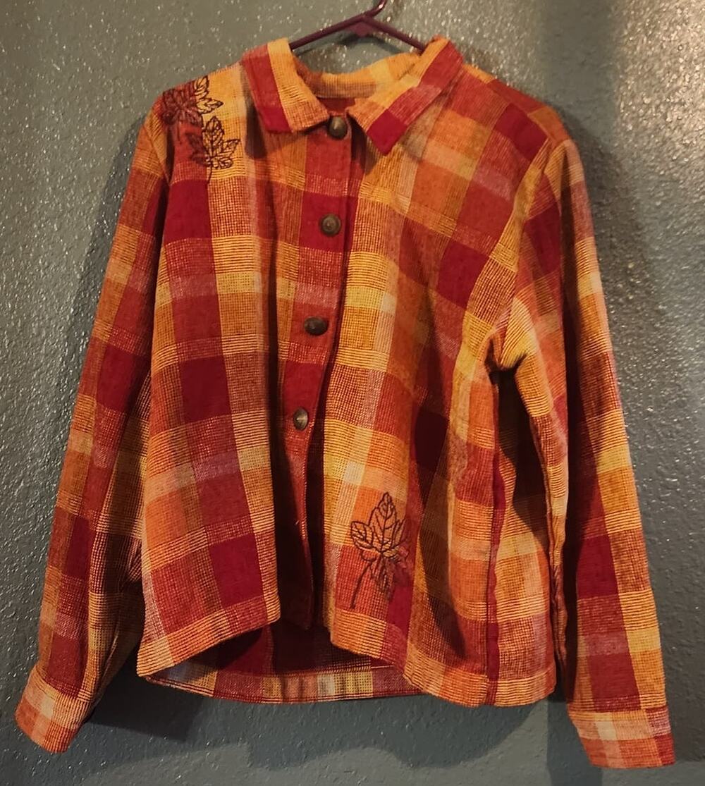 Christopher & Banks Women's Plaid Tweed Textured Button Up Shacket Size XL